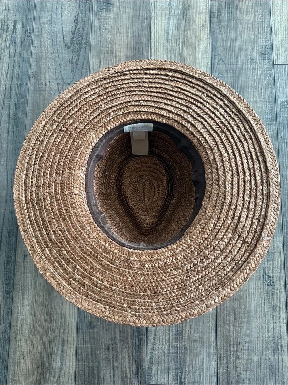 Brixton Tan Straw Fedora with Brown Ribbon Band